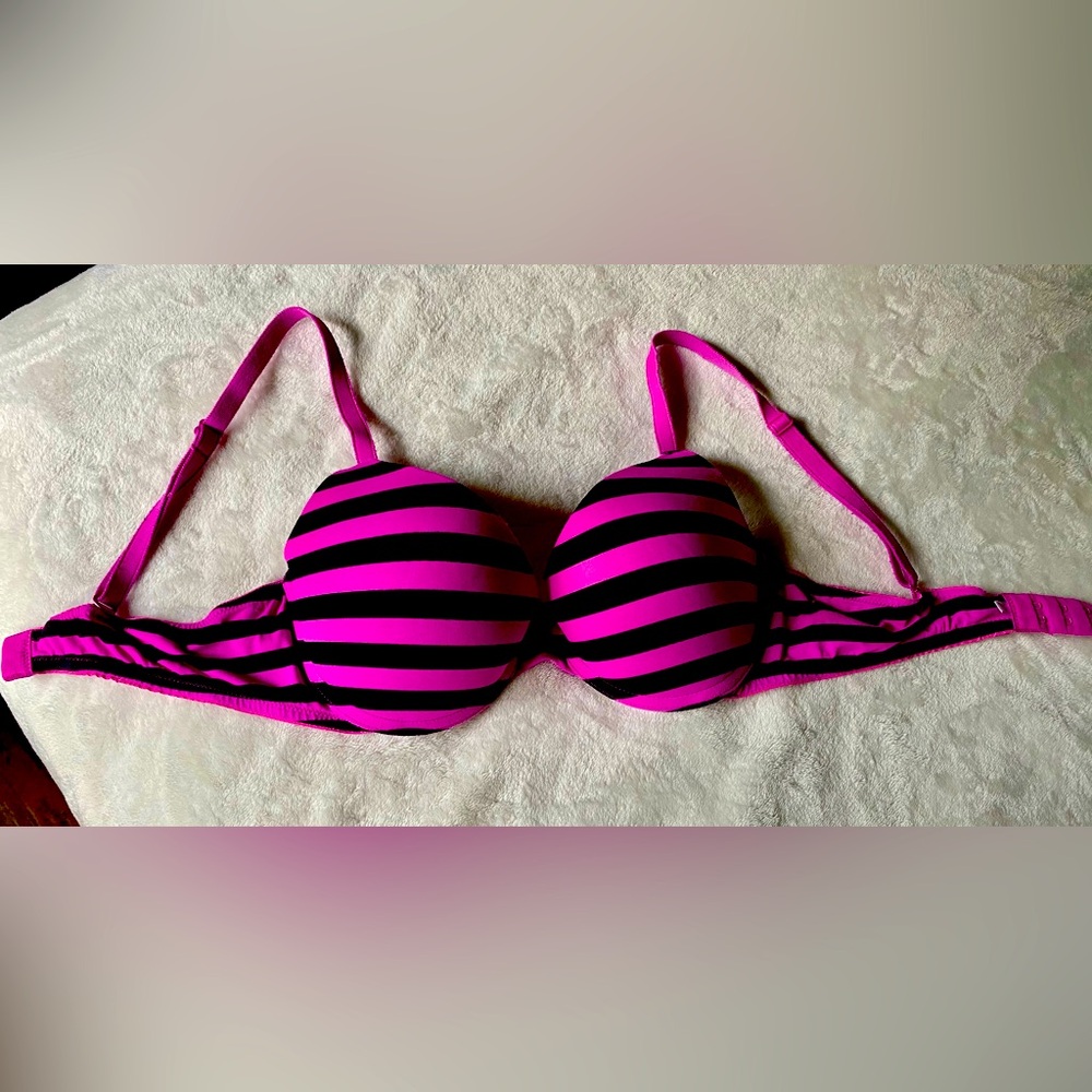 Victoria’s Secret PINK push up bra 34C pink/black striped